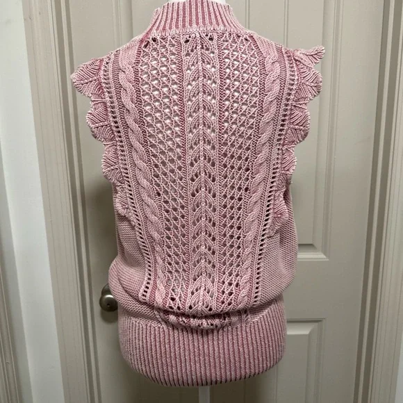 White House Black Market Pink and Cream Knit Top - Picture 5 of 6